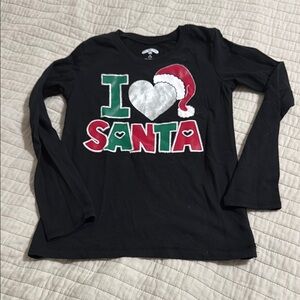 Holiday Time I Love Santa Black Kids Shirt Size Medium 7/8